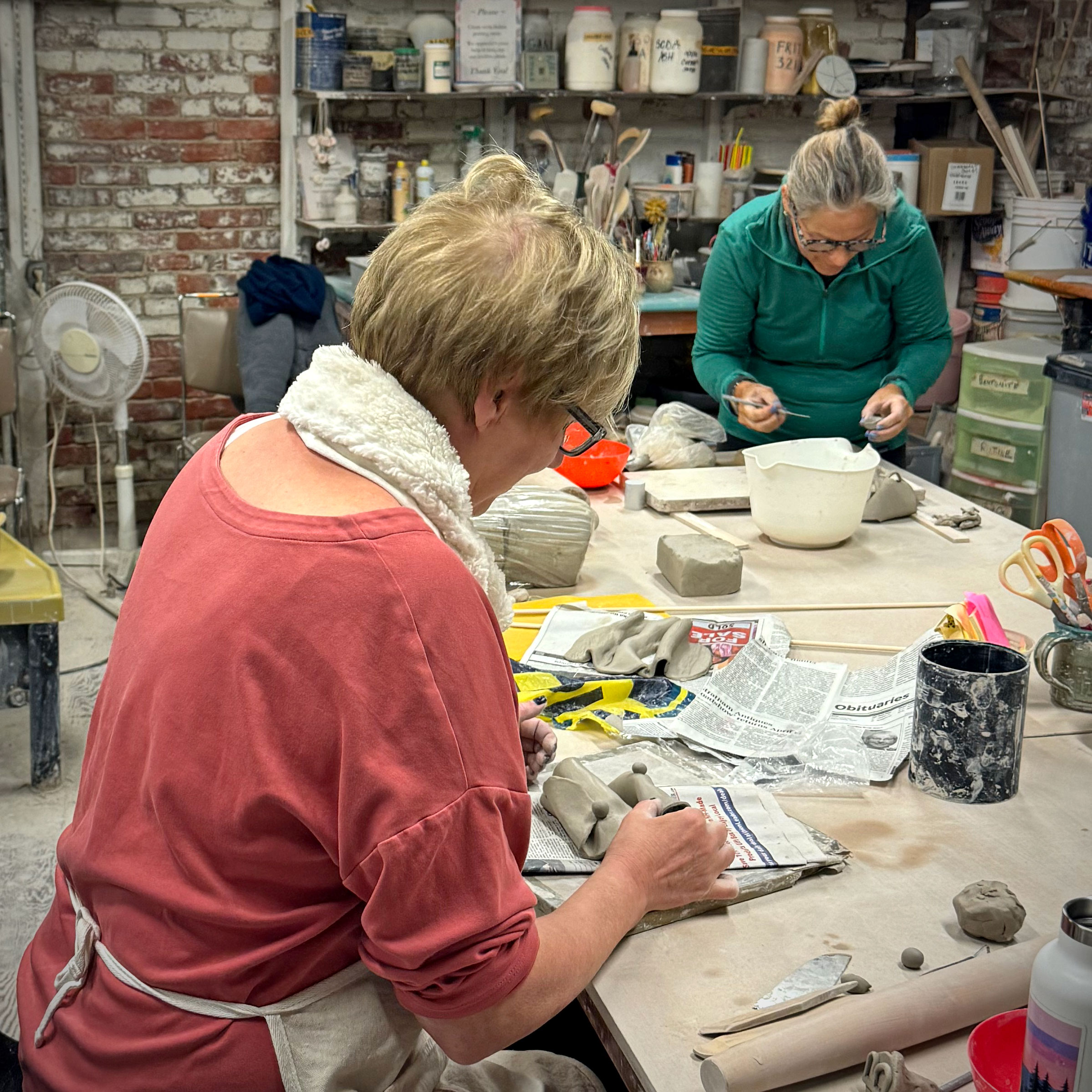 Two Pottery Students at EFC