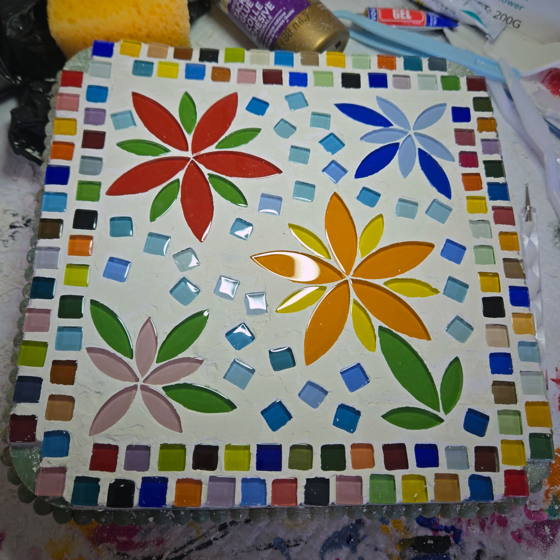 Mosaic Flower Trivet by Nicole Fortune