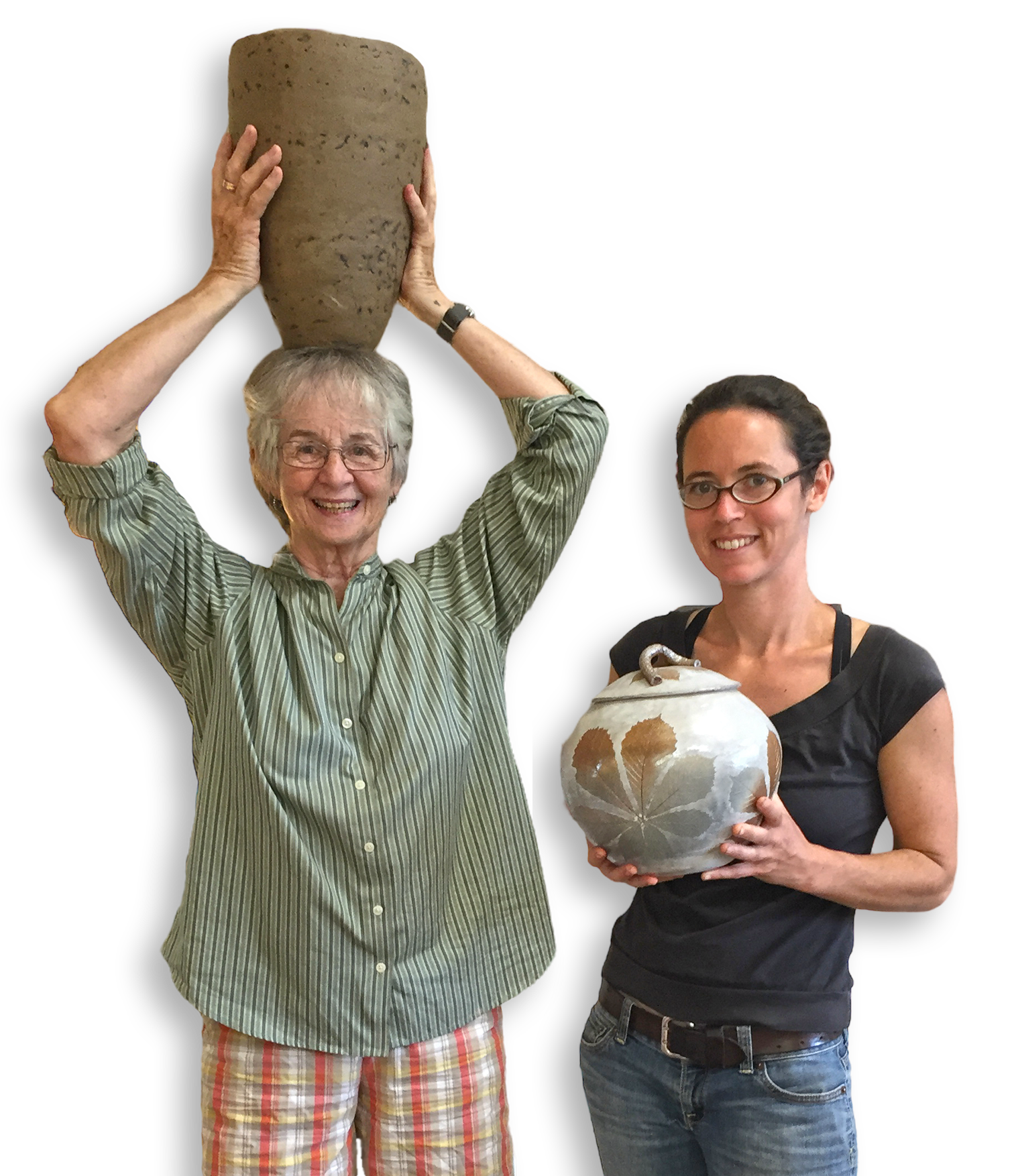 Sharon Lee and Shauna Brautigam Show off their pottery