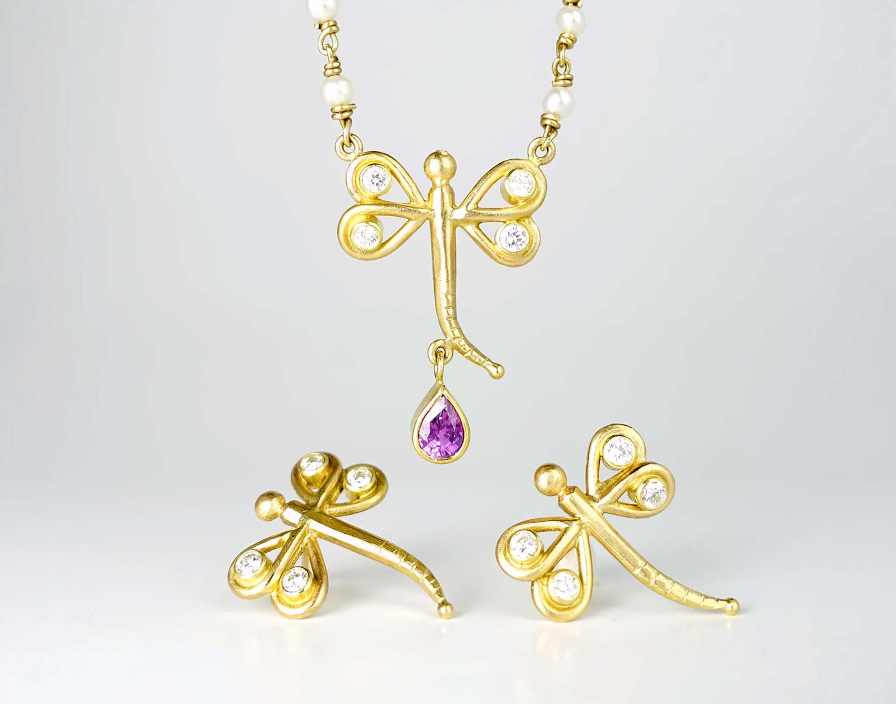 Lia Gormley Dragonfly Set 18k Amythest