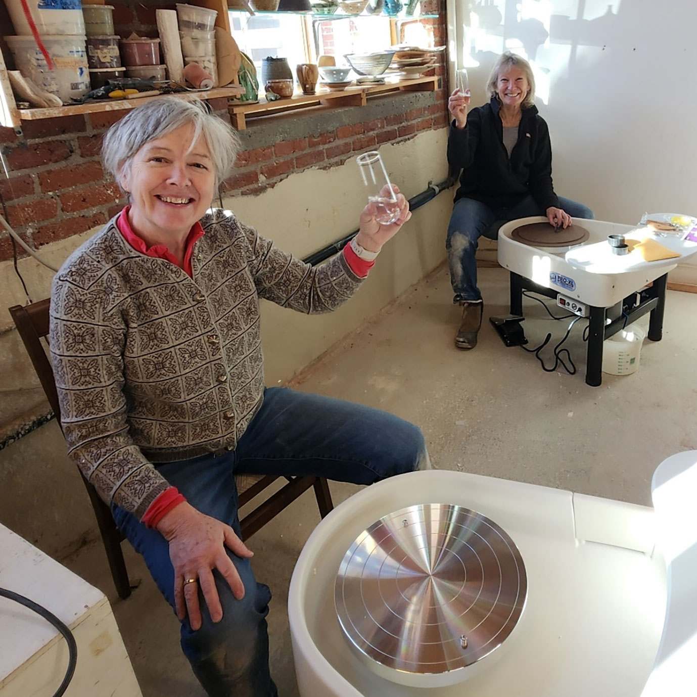Linda and Deb at their Studio